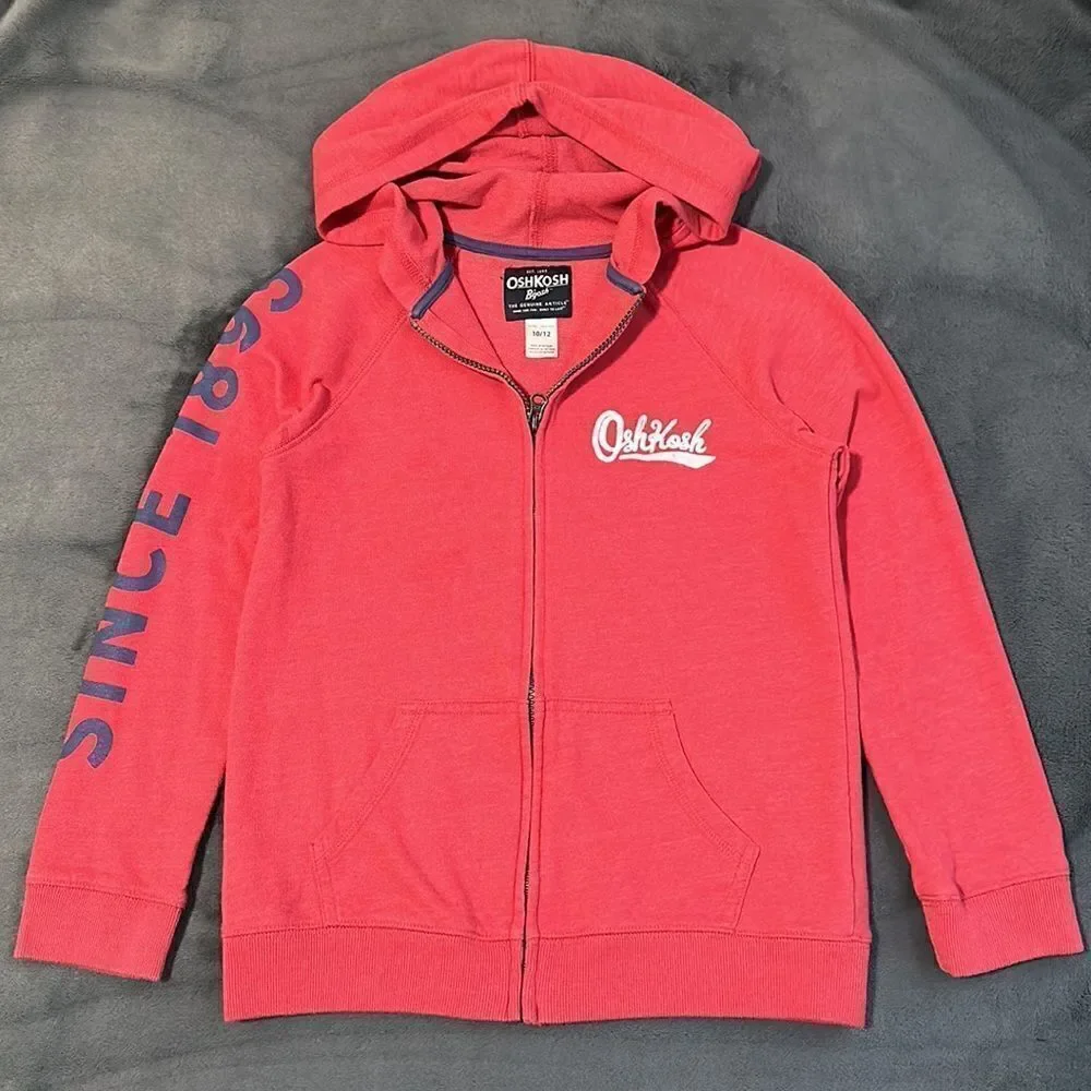 Osh Kosh Boys Red Full Zip Hoodie Size 10/12